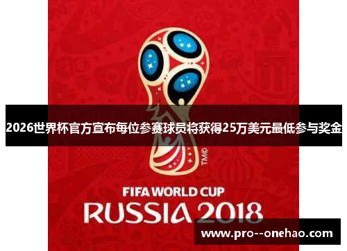 2026世界杯官方宣布每位参赛球员将获得25万美元最低参与奖金